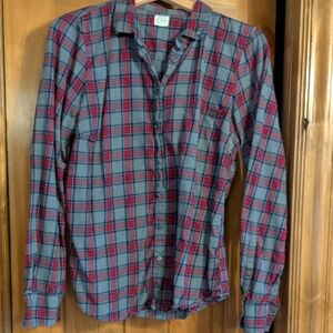 J. Crew Red and Gray Casual Plaid Shirt